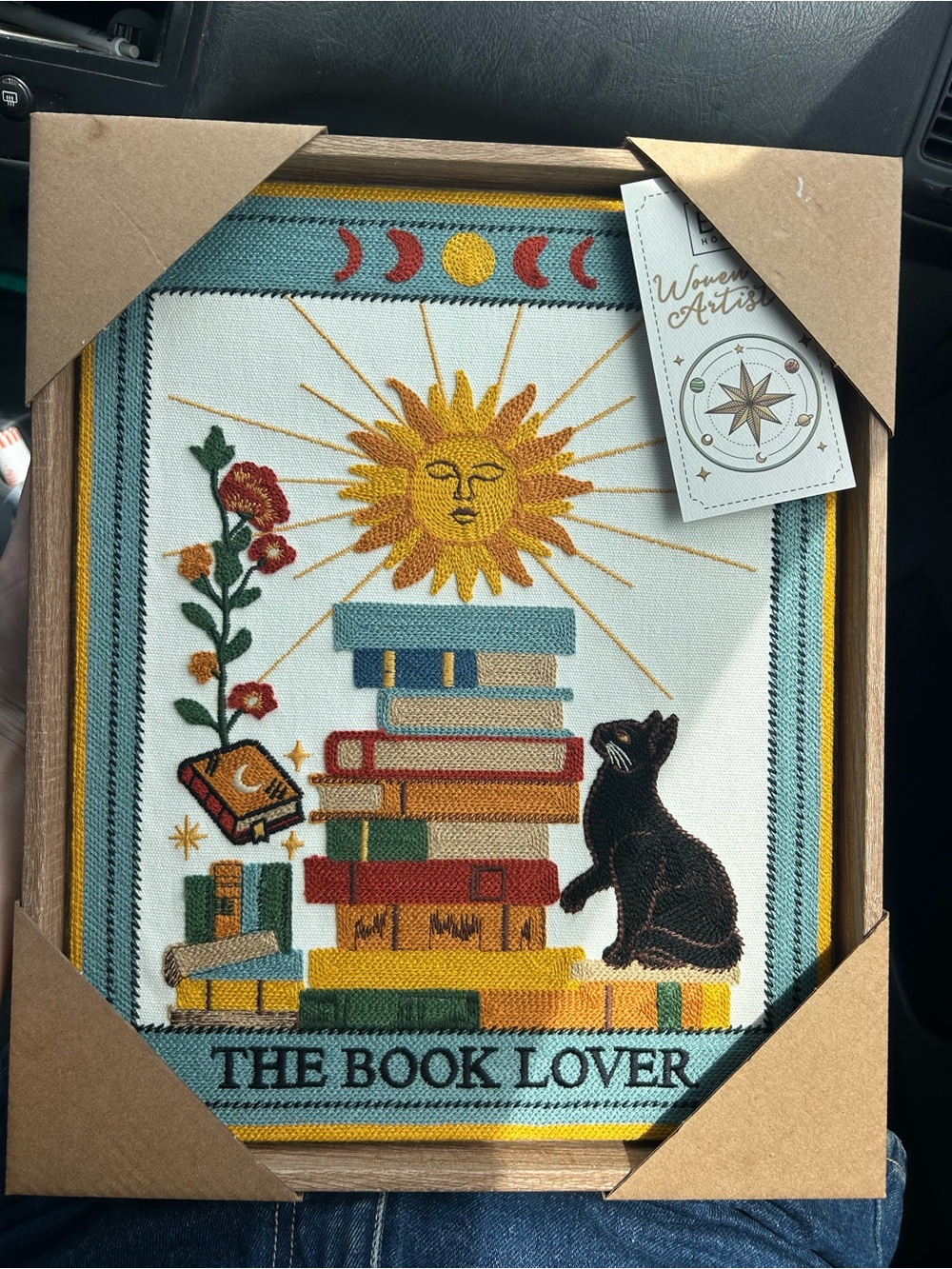 The Book Lover Framed Embroidered Wall Art - Multicolor